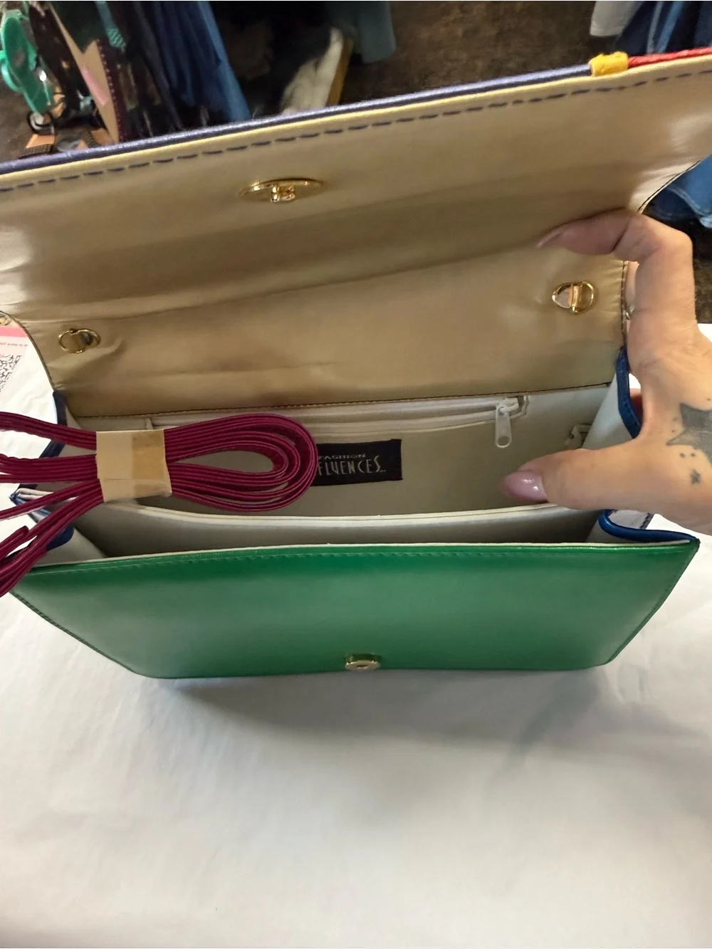 Vintage Fashion Influences Colorblock Crossbody Clutch Purse NWT Deadstock